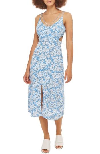 Women's Topshop Cornflower Cutout Slipdress Us (fits Like 0) - Blue