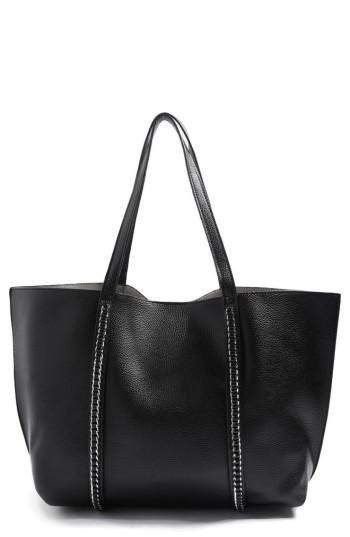 Topshop Sabrina Chain Trim Faux Leather Shopper - Black