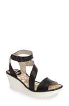 Women's Fly London 'yesk' Ankle Strap Wedge Sandal -8.5us / 39eu - Black