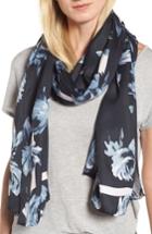 Women's Kate Spade New York Night Rose Silk Oblong Scarf, Size - Blue