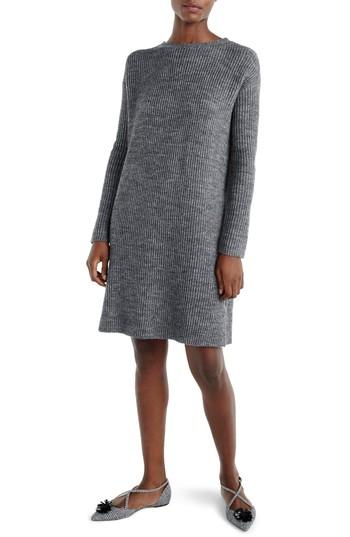Women's J.crew Bow Tie Open Back Sweater Dress - Grey