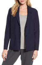 Women's Eileen Fisher Notch Collar Boxy Jacket, Size - Blue