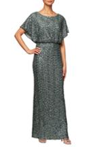 Women's Alex Evenings Sequin Blouson Evening Dress - Green