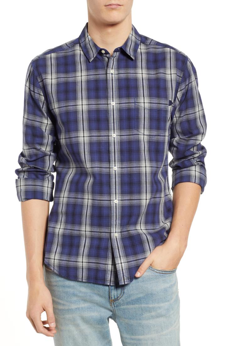 Men's Life/after/denim Fairmont Slim Fit Windowpane Sport Shirt - Blue
