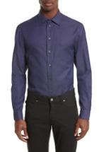 Men's Armani Collezioni Regular Fit Pin Dot Print Sport Shirt - Blue