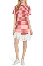Women's Clu Stripe Ruffle Hem Asymmetrical Dress - Red