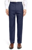 Men's Santorelli Flat Front Twill Wool Trousers - Blue