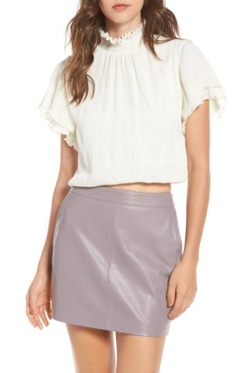 Women's Astr The Label Smocked Neck Crop Top - Ivory
