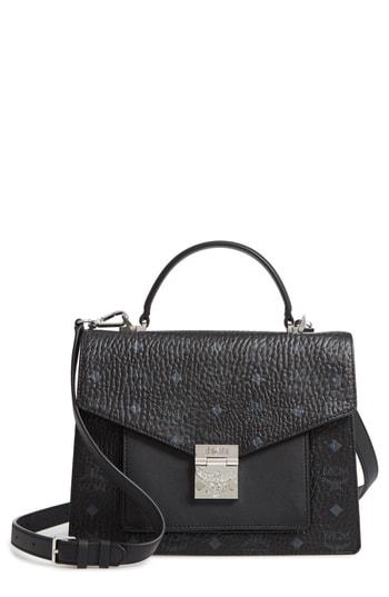 Mcm Medium Patricia Visetos Coated Canvas Satchel - Black