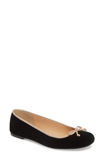 Women's J.crew Lily Velvet Ballet Flat .5 M - Black