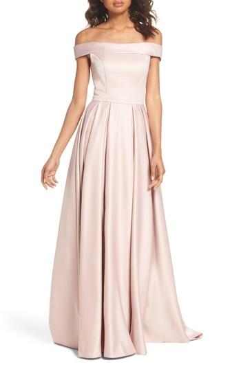 Women's Ieena For Mac Duggal Mikado Off The Shoulder Gown - Pink