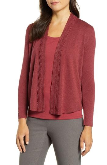 Women's Nic+zoe Enhance Open Front Cardigan - Red