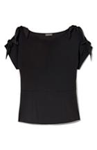 Women's Vince Camuto Tie Cold Shoulder Crepe Ponte Blouse, Size - Black