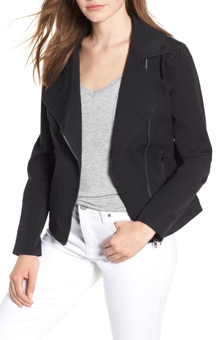 Women's Liverpool Stretch Cotton Moto Jacket - Black