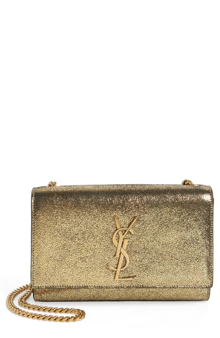 Saint Laurent Small Kate Metallic Leather Crossbody Bag - Metallic