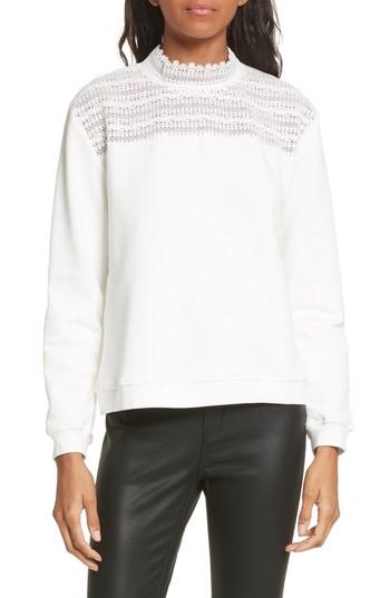 Women's The Kooples Lace Yoke Sweater - Ivory