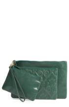 Hobo Triad Set Of 3 Leather Wristlet Clutches - Green
