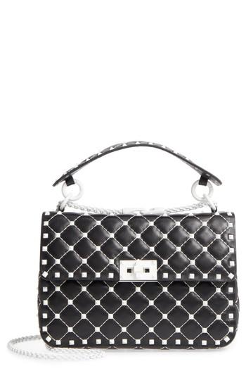 Valentino Garavani Medium Rockstud Matelasse Leather Shoulder Bag - White