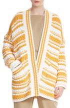 Women's Maje Milio Chunky Stripe Cotton Blend Cardigan - Ivory