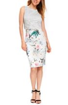 Women's Wallis Lace Bodice Floral Sheath Dress Us / 8 Uk - Grey