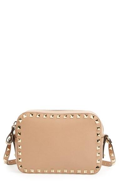 Valentino 'rockstud' Camera Crossbody Bag - Beige