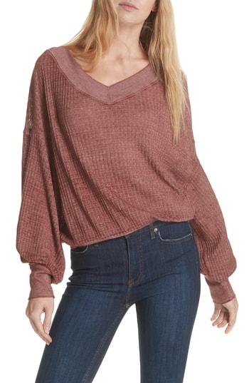 Women's Free People South Side Thermal Top, Size - Red