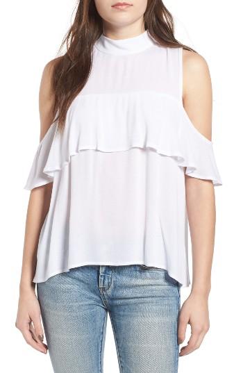 Women's Bp. Ruffle Cold Shoulder Top, Size - White