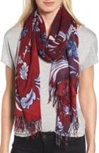 Women's Nordstrom Viennese Floral Tissue Wool & Cashmere Scarf, Size - Red
