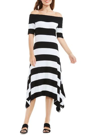 Women's Vince Camuto Stripe Asymmetrical Off The Shoulder Dress