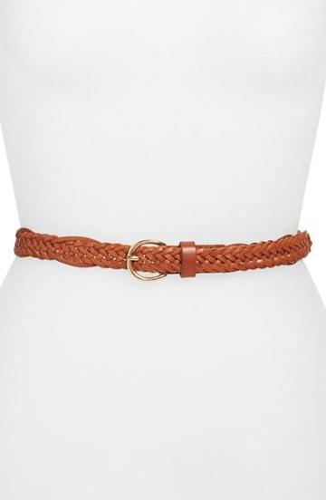 Tarnish Skinny Braided Leather Belt Vachetta