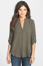 Women's Lush Roll Tab Sleeve Woven Shirt - Green