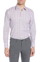 Men's Boss Marley Trim Fit Plaid Dress Shirt R - Pink