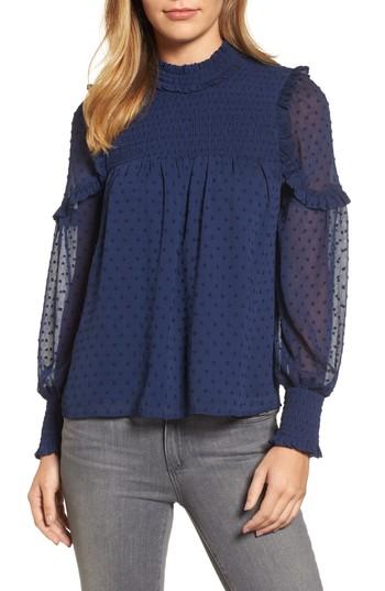 Women's Halogen Swiss Dot Top - Blue