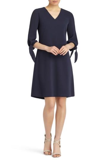 Women's Lafayette 148 New York Kenna Tie Sleeve Fit & Flare Dress, Size - Blue