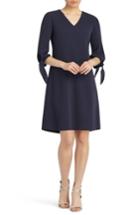 Women's Lafayette 148 New York Kenna Tie Sleeve Fit & Flare Dress, Size - Blue