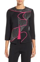 Women's Ming Wang Asymmetrical Embroidered Knit Jacket