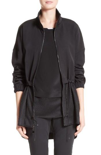 Women's St. John Collection Stretch Tech Twill Mesh Anorak - Black