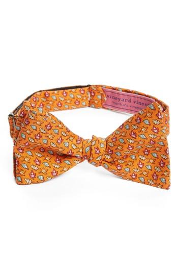 Men's Vineyard Vines Fall Leaves Silk Bow Tie, Size - Orange