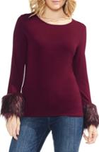 Women's Vince Camuto Faux Fur Cuff Top, Size - Red