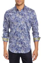 Men's Robert Graham Saint Tailored Fit Sport Shirt, Size - Blue