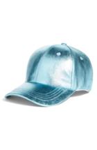 Women's Collection Xiix Crackled Metallic Baseball Cap - Blue