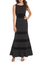 Women's Vince Camuto Velvet & Scuba Crepe Mermaid Gown (similar To 14w) - Black