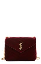 Saint Laurent Small Loulou Velour Shoulder Bag - Red