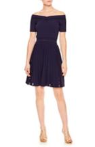 Women's Sandro Off The Shoulder Textured Fit & Flare Dress - Blue