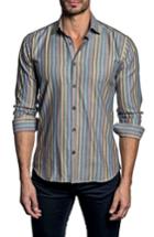 Men's Jared Lang Trim Fit Stripe Sport Shirt, Size - Grey