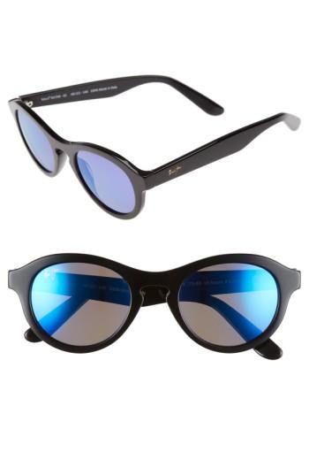 Women's Maui Jim Leia 49mm Polarizedplus2 Retro Sunglasses - Gloss Black/ Blue Hawaii