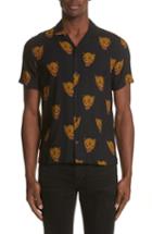 Men's The Kooples Tiger Print Camp Shirt - Black