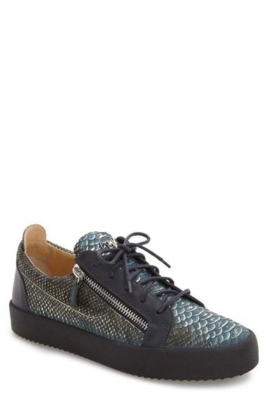 Men's Giuseppe Zanotti Side Zip Low Top Sneaker Eu - Blue
