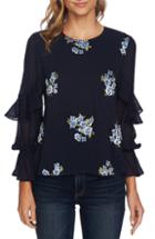 Women's Cece Embroidered Ruffle Top, Size - Blue