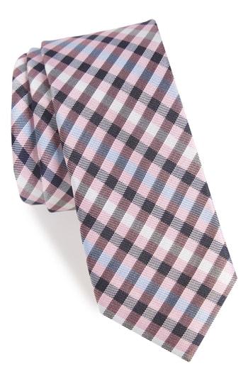 Men's 1901 Wynant Check Skinny Silk Tie, Size - Pink